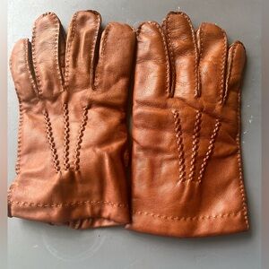 Brooks brothers men’s XL leather gloves cashmere lined brown